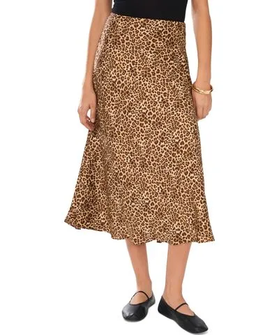 1.STATE Women's Cheetah-Print Satin Midi Skirt