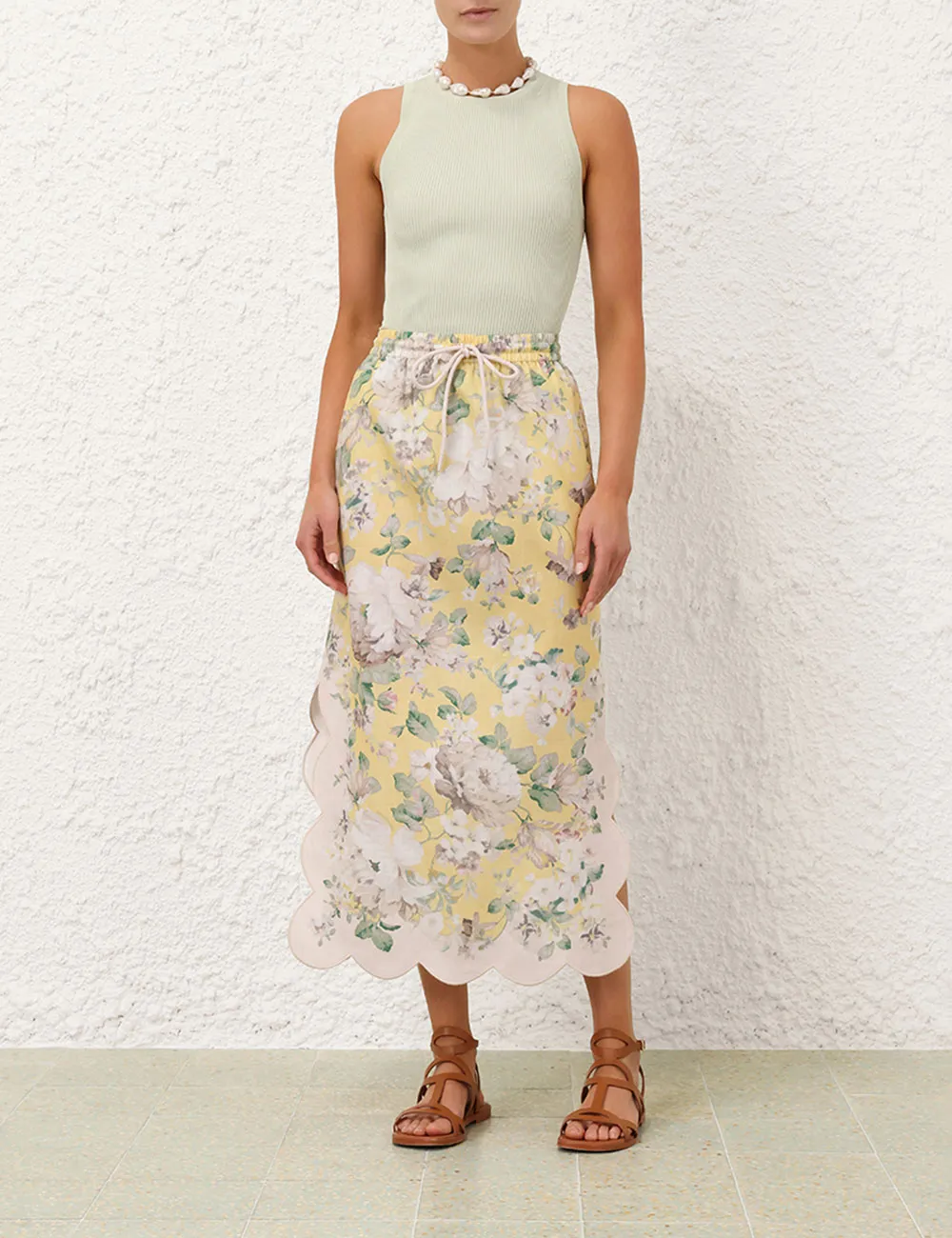 Acacia Scallop Midi Skirt