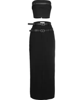 Al Reves Women's Black Paloma Double Waist Skirt