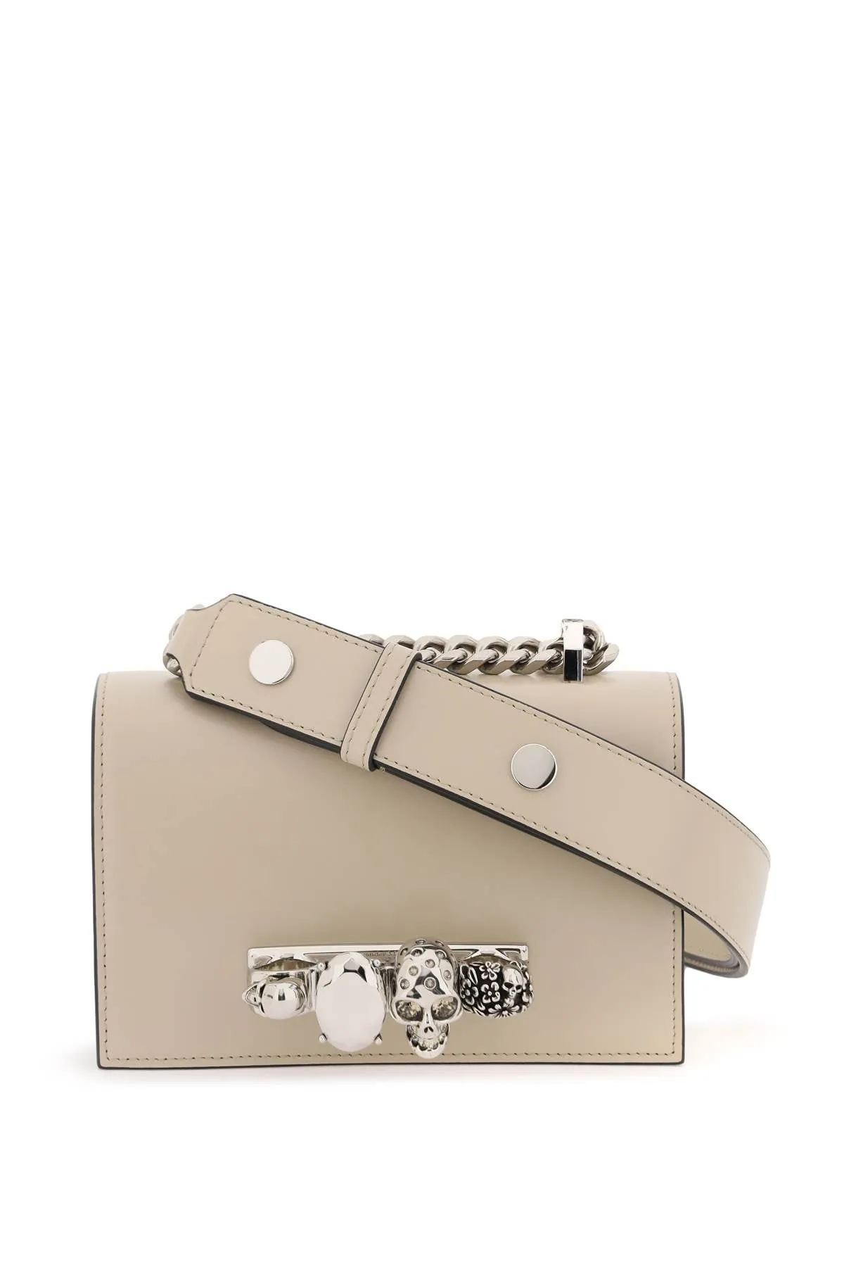 ALEXANDER MCQUEEN Mini White Leather Satchel - Women's Calfskin Crossbody Bag FW23 (6.9W x 3.7H x 1.6D)