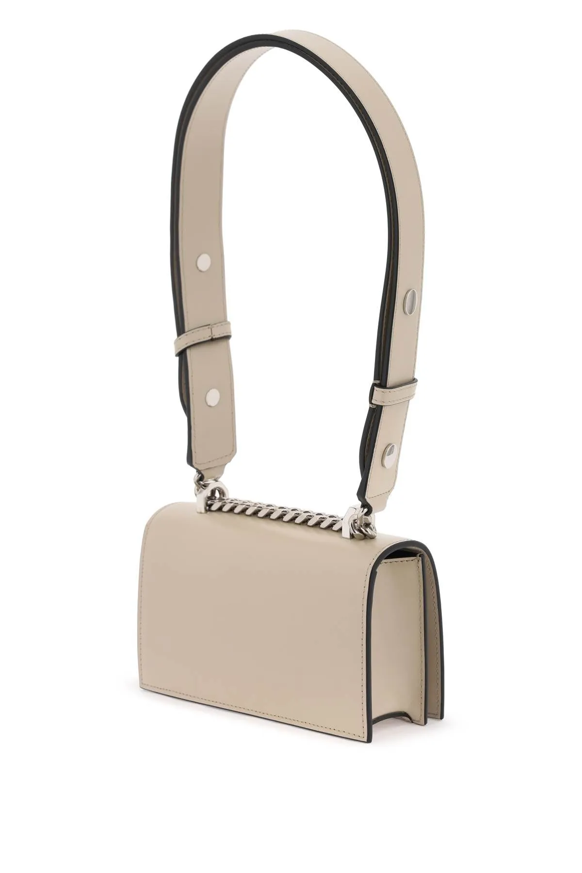 ALEXANDER MCQUEEN Mini White Leather Satchel - Women's Calfskin Crossbody Bag FW23 (6.9W x 3.7H x 1.6D)