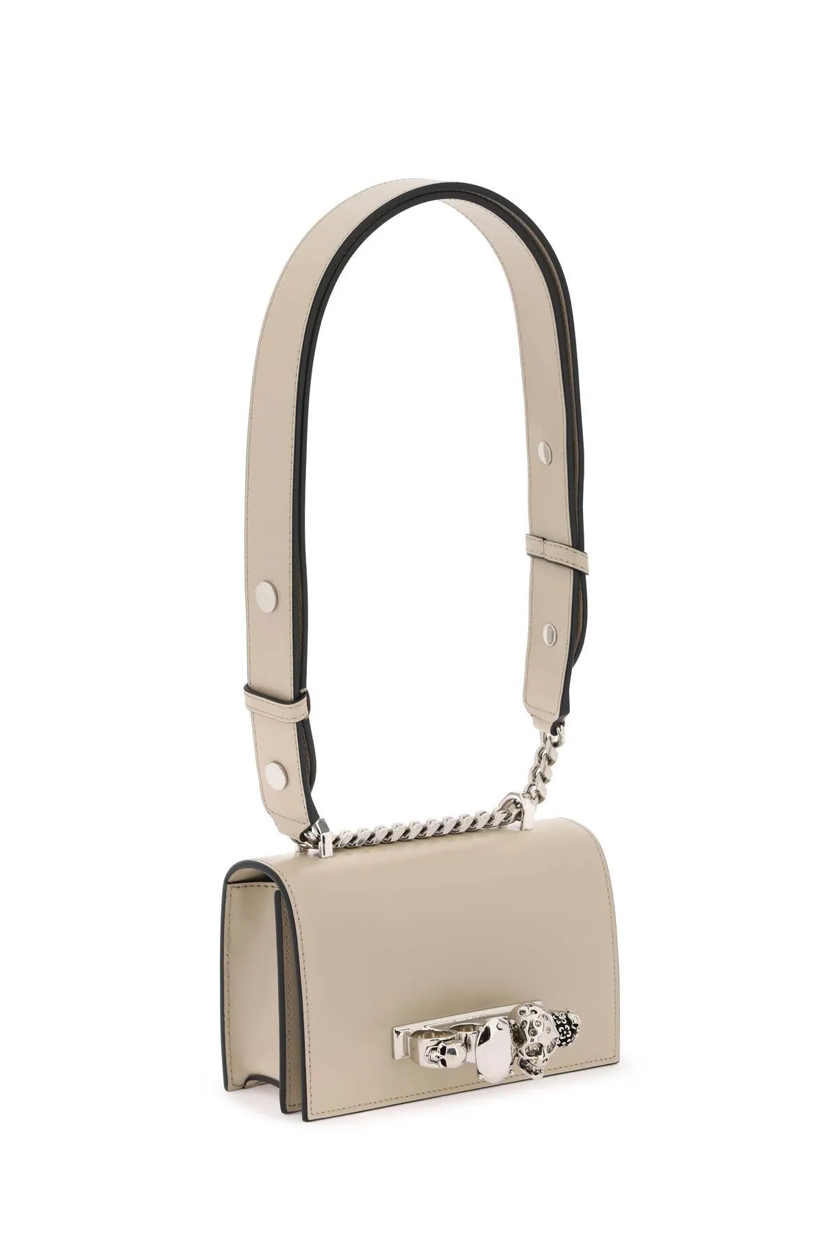 ALEXANDER MCQUEEN Mini White Leather Satchel - Women's Calfskin Crossbody Bag FW23 (6.9W x 3.7H x 1.6D)