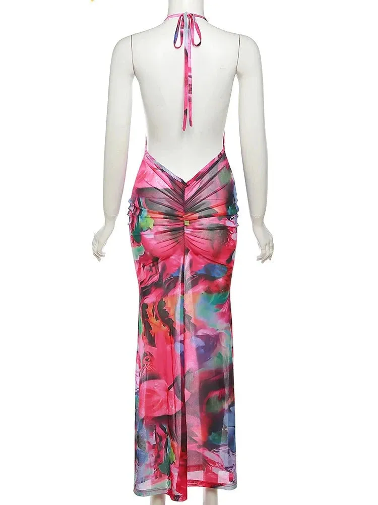 Alia Floral Mesh Maxi Dress