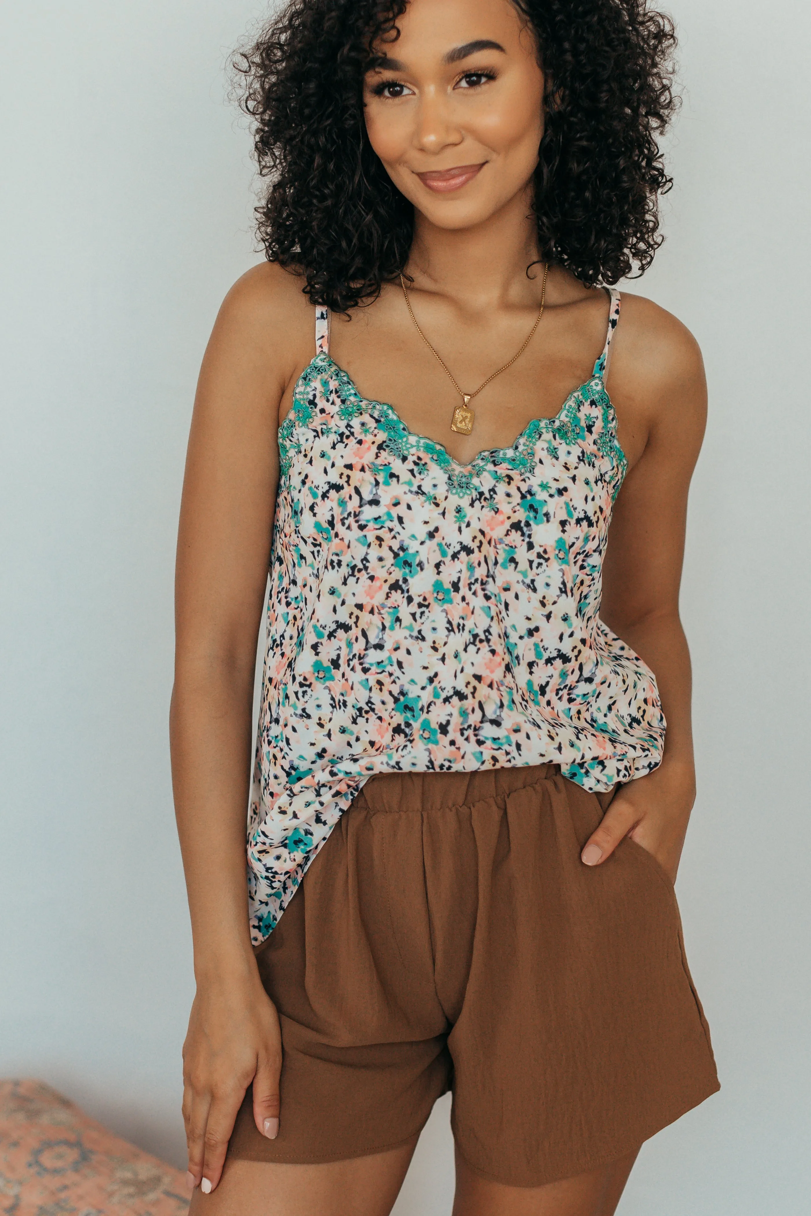 Amilia Embroidered Boho Floral Camisole