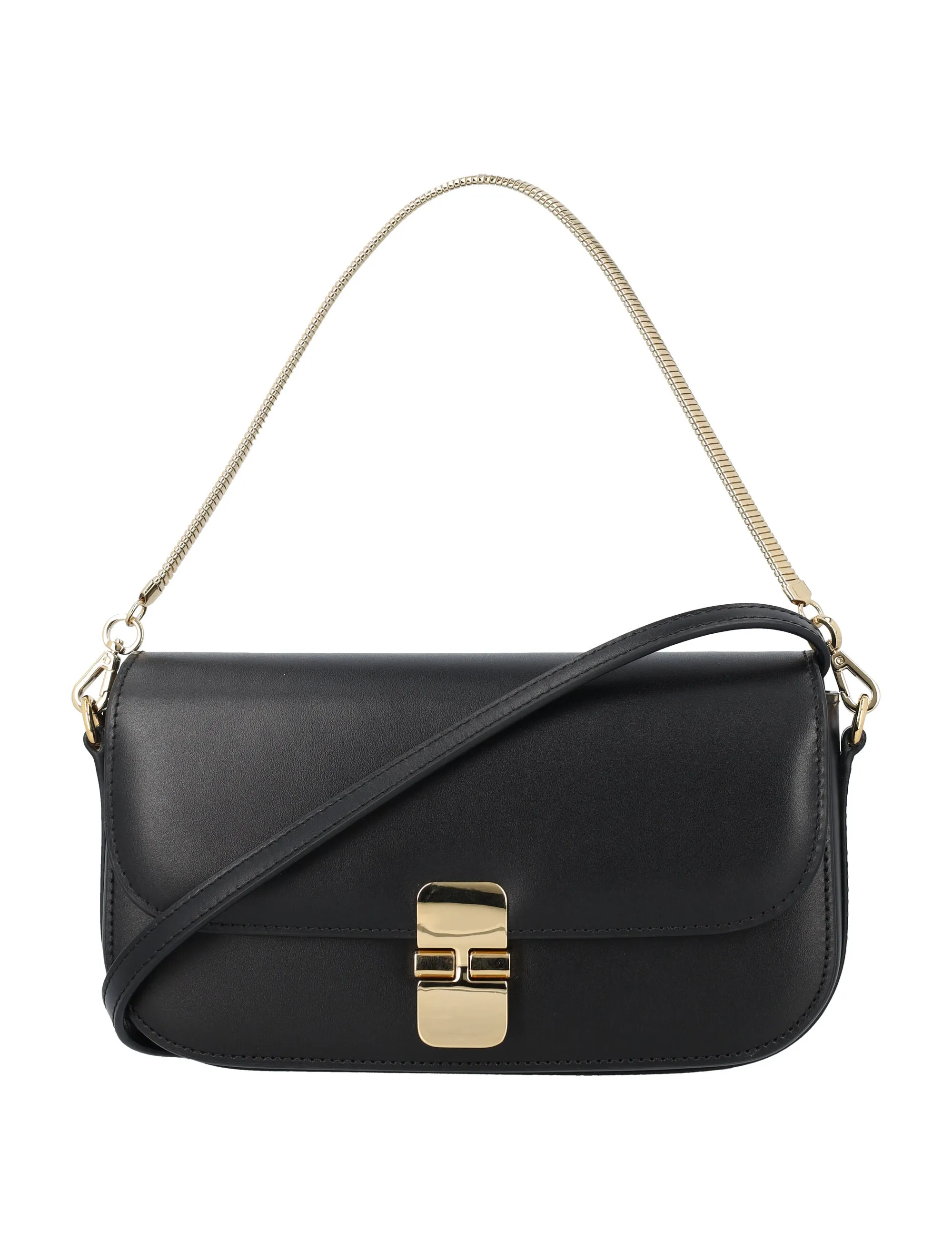 A.P.C. Elegant Leather Mini Clutch with Detachable Chain Strap - 4.3H x 8W x 1.6D