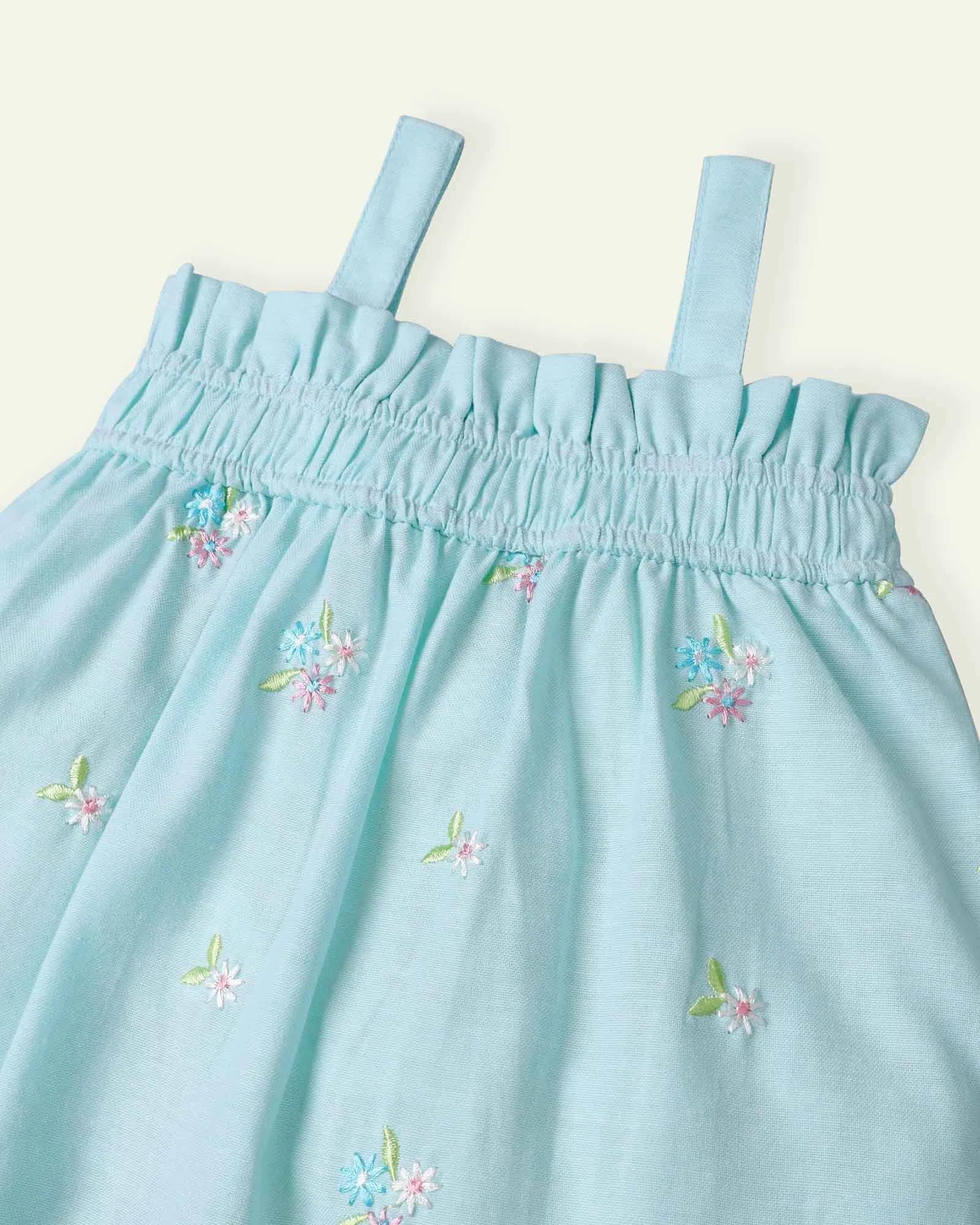 Aqua Embroidered Romper