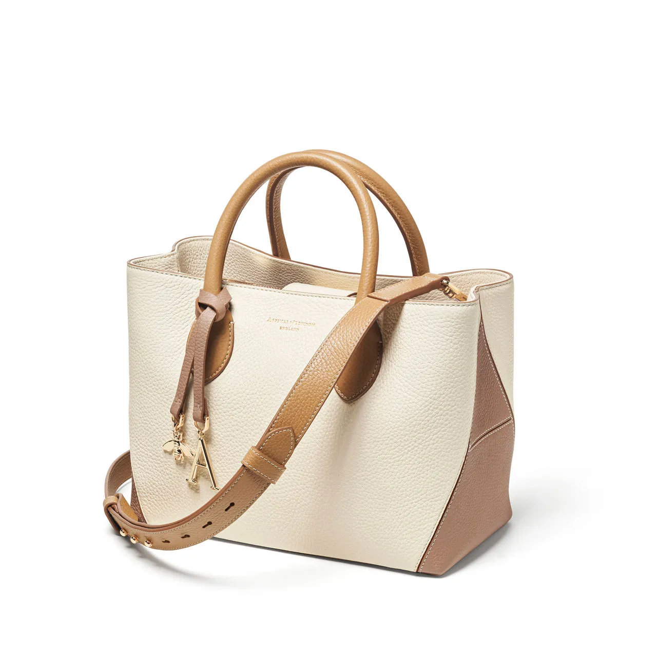 ASPINAL OF LONDON ONLINE EXCLUSIVE London Midi Tote Bag - Taupe & Ivory