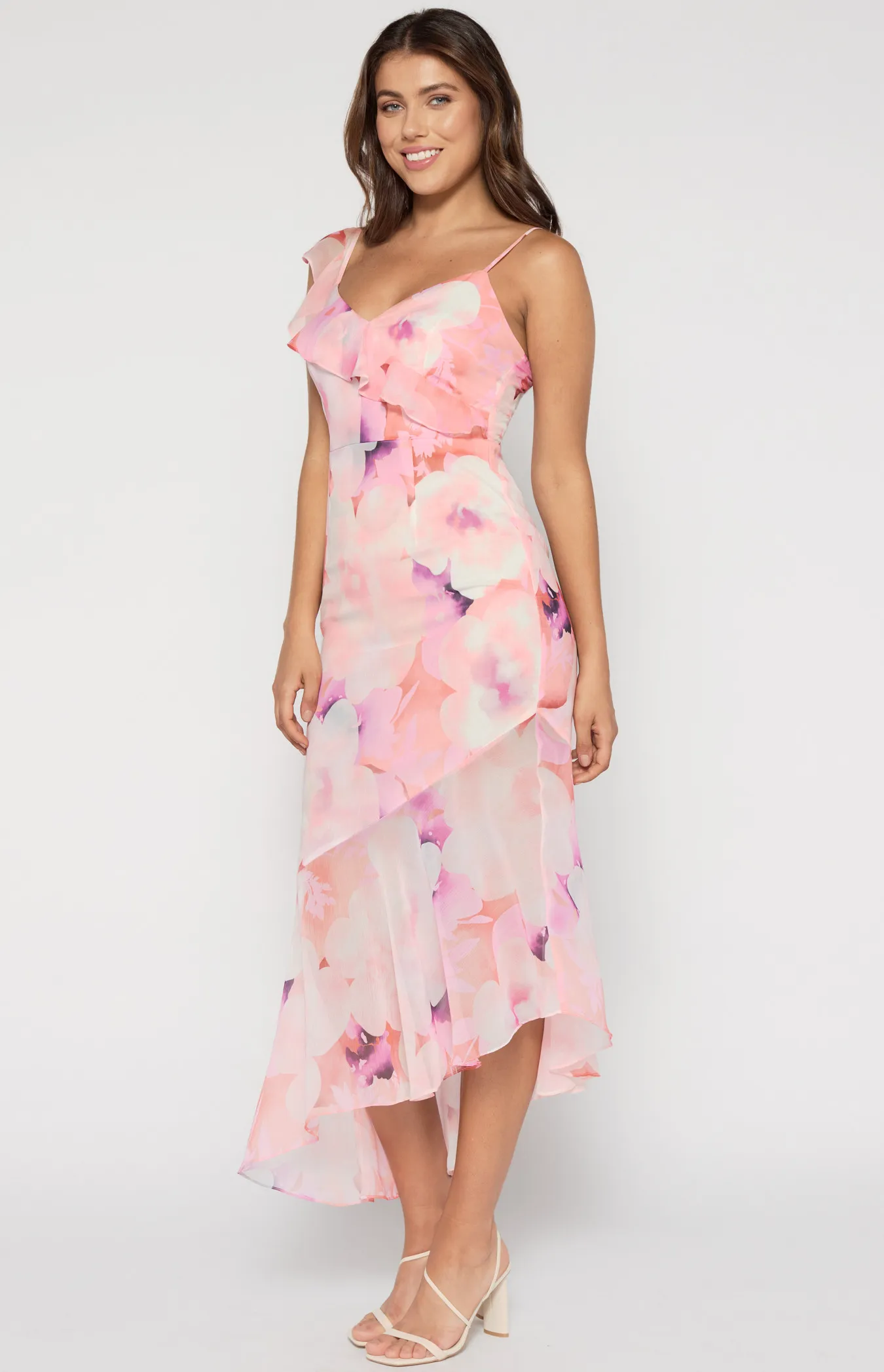 Asymmetric Floral Dress (SDR1489A)