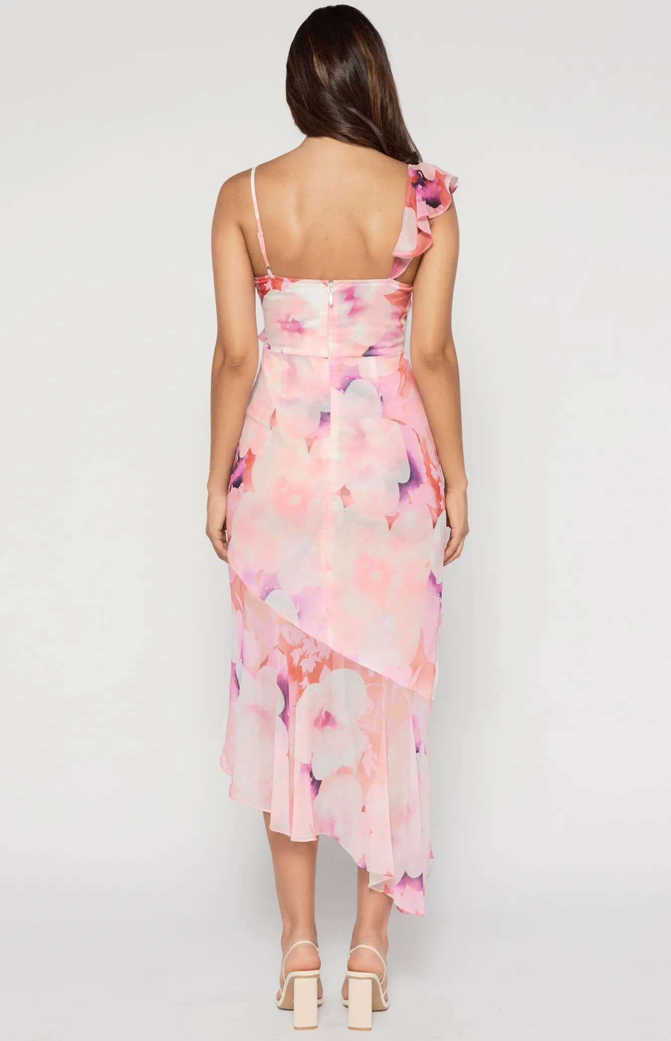 Asymmetric Floral Dress (SDR1489A)