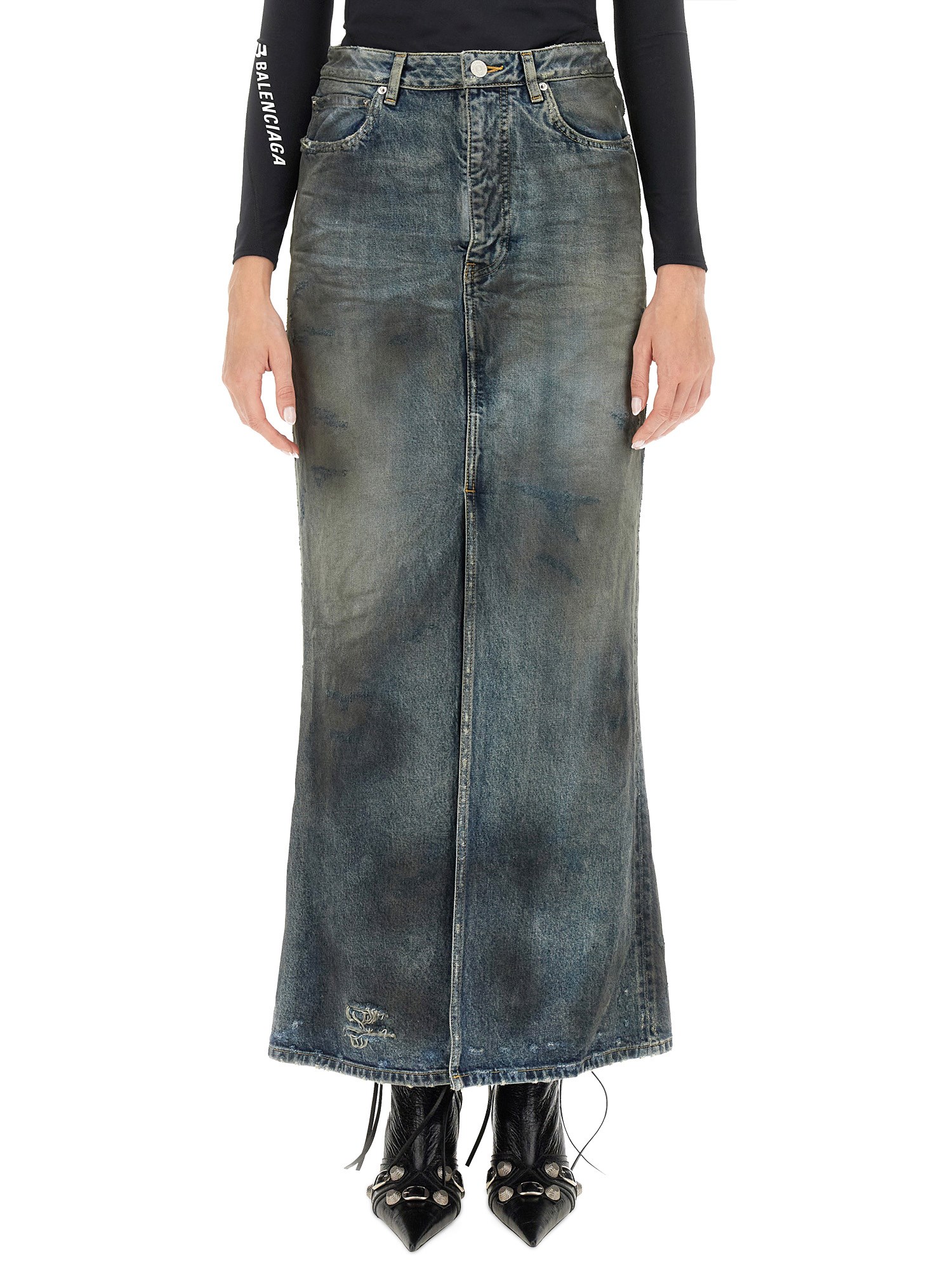 BALENCIAGA    DENIM MAXI SKIRT