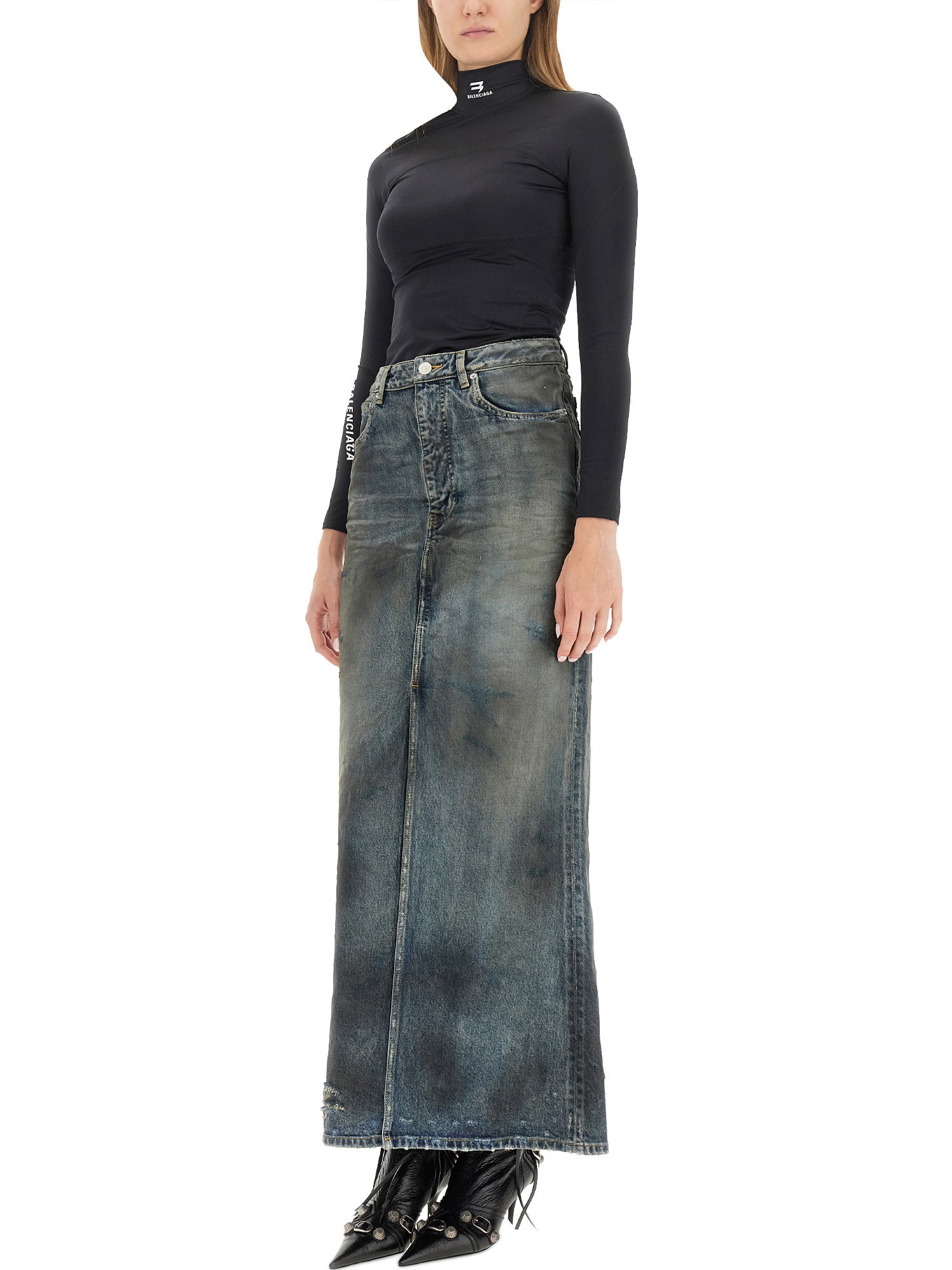 BALENCIAGA    DENIM MAXI SKIRT