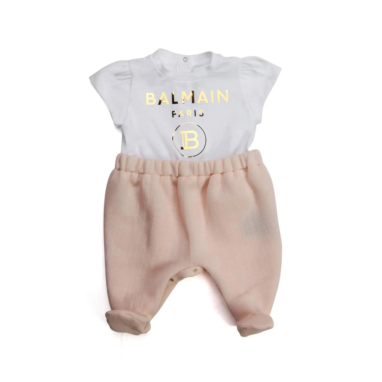 Balmain Baby Girl Gold Logo Romper