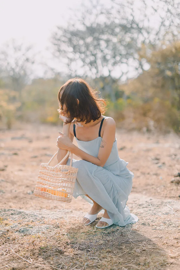 BIRKIN DOTTY MAXI DRESS (DUSTY BL)