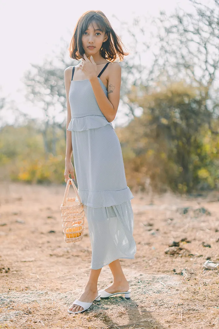 BIRKIN DOTTY MAXI DRESS (DUSTY BL)