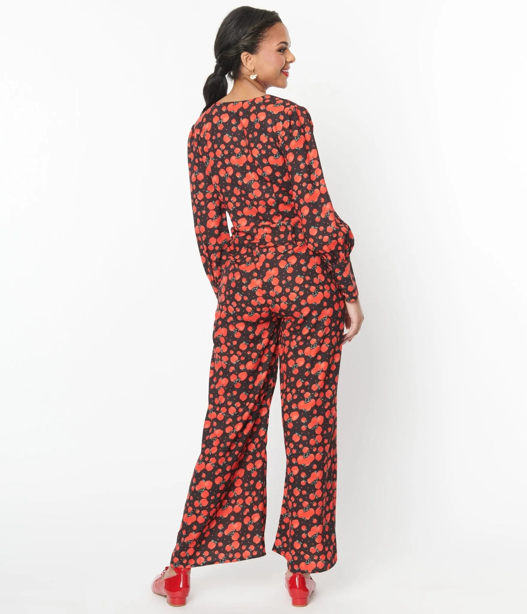 Black & Red Apple Print Marina Jumpsuit