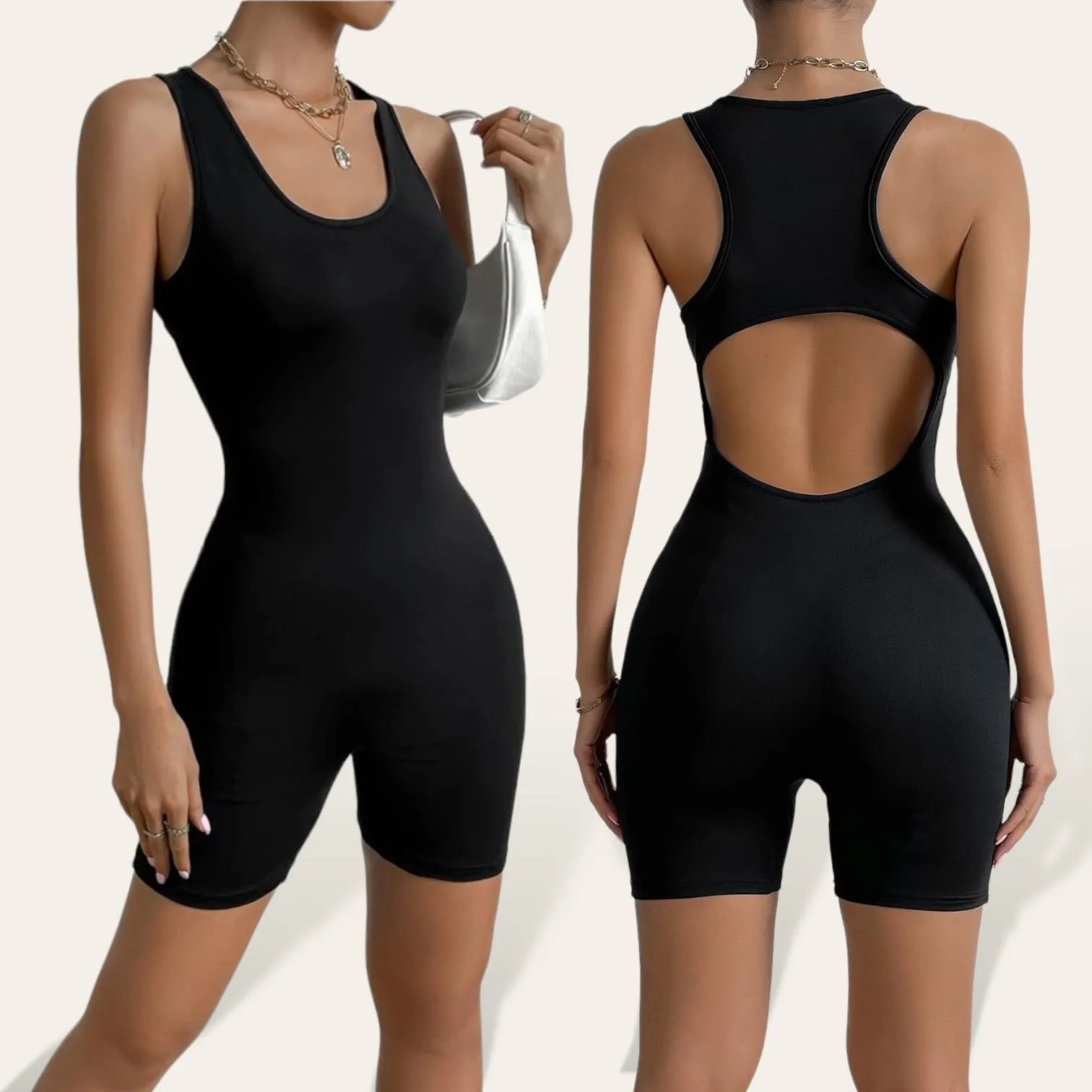 BLK Cutout Unitard Romper