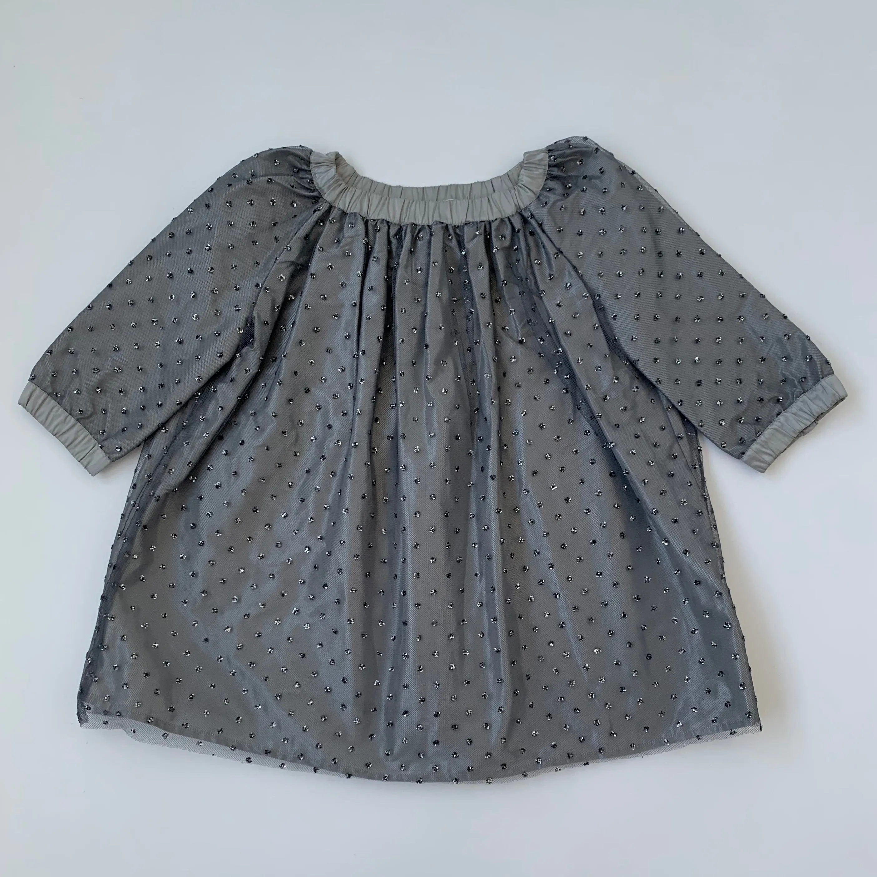 Bonpoint Grey Sparkle Tulle Dress: 6 Years