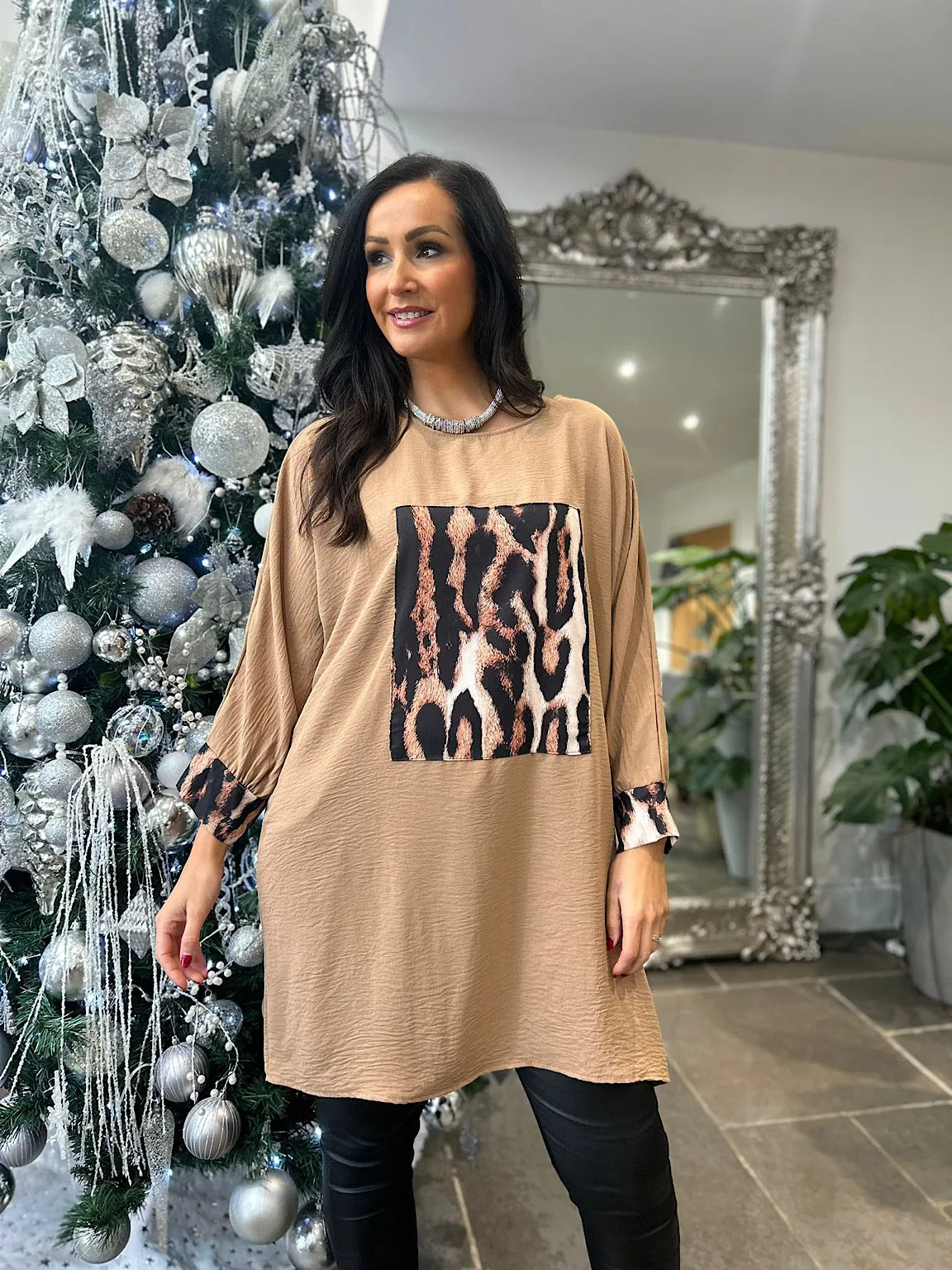 Camel Animal Printed Tunic Sonia