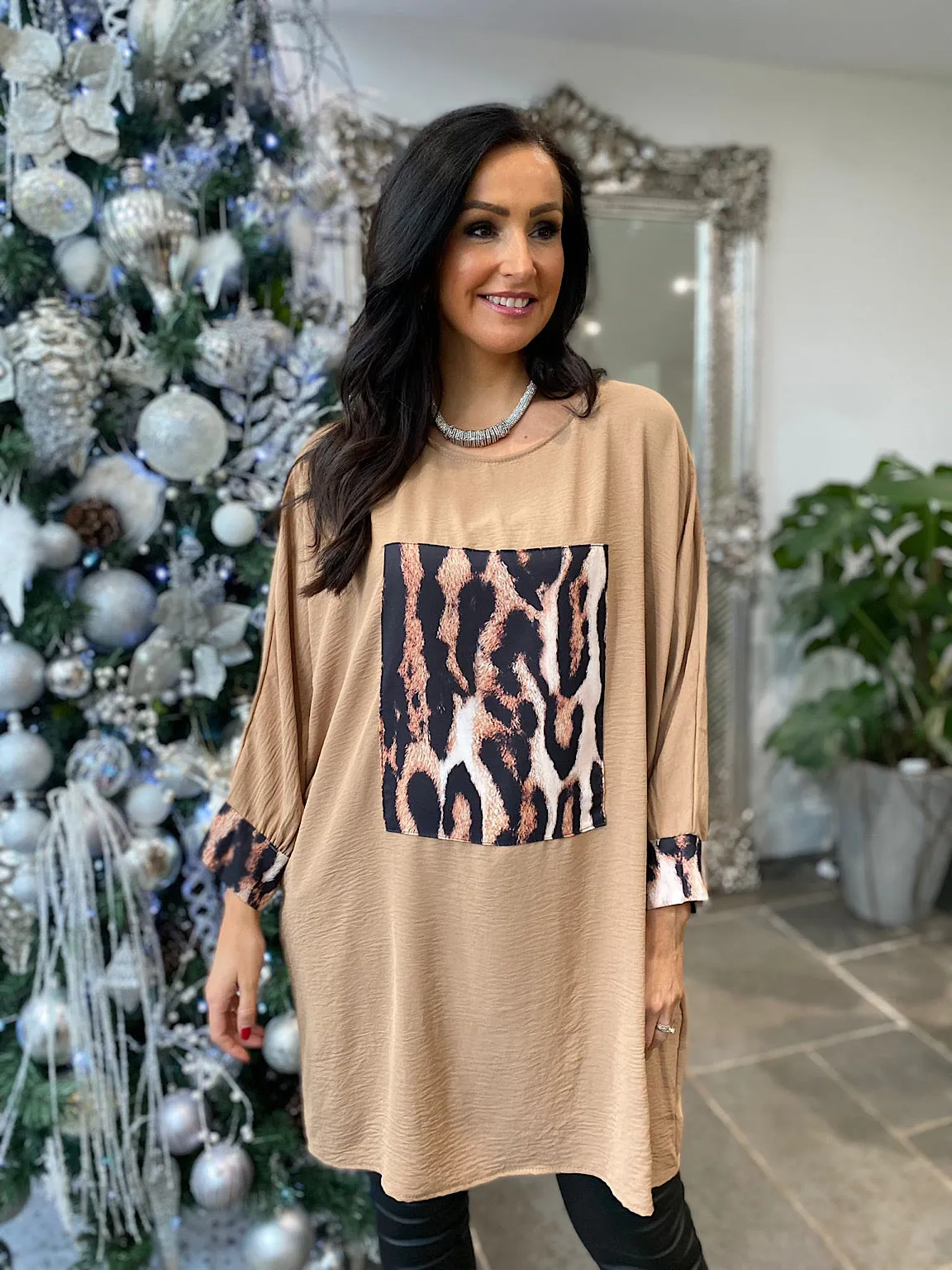 Camel Animal Printed Tunic Sonia