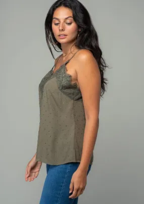 Cami Top w/ Lace Trim - Olive