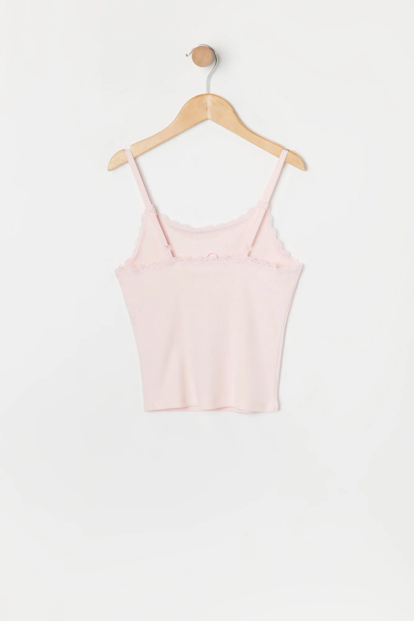 Camisole avec motif brodé Coeur et liséré de dentelle pour fille