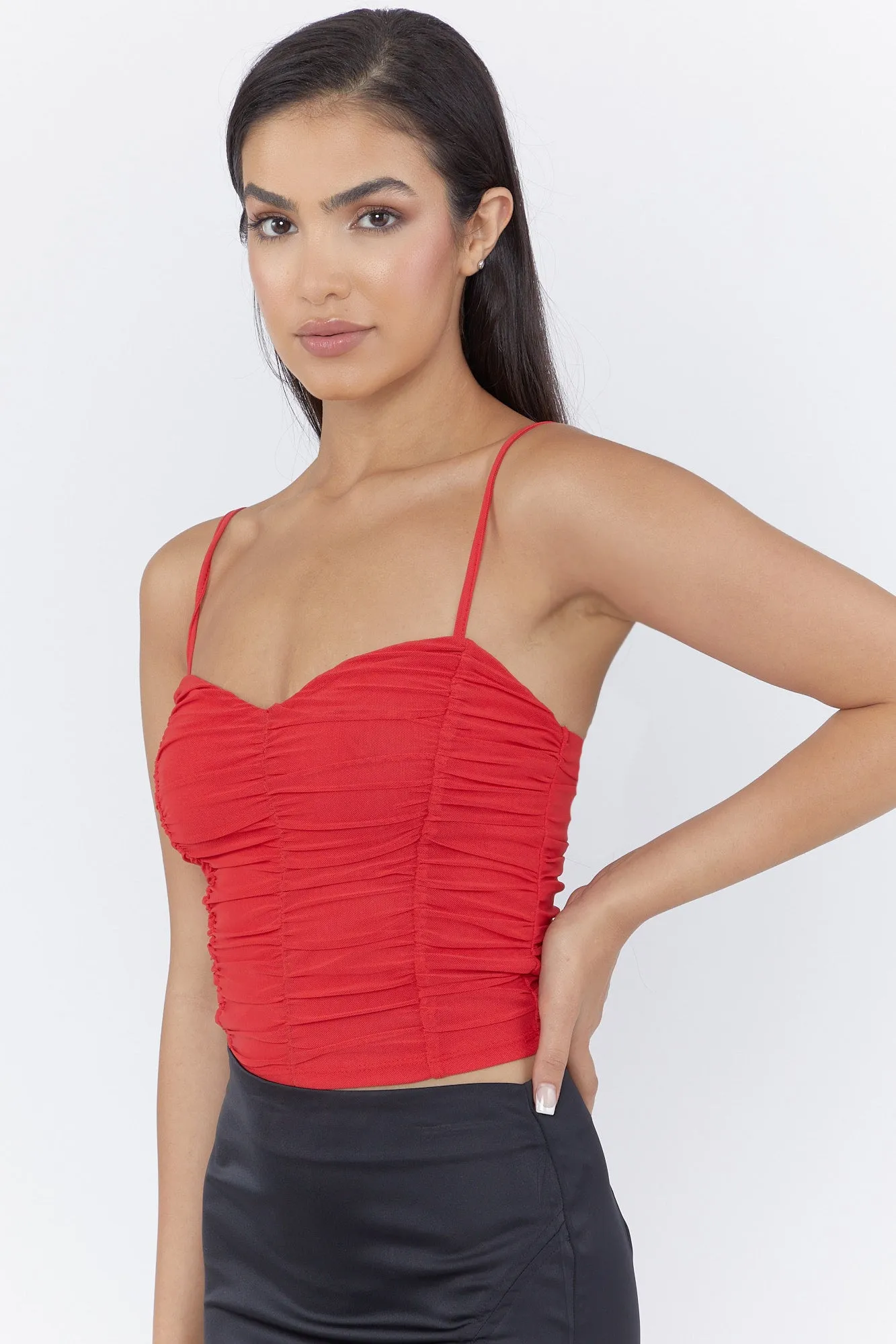 Camisole en filet ruché