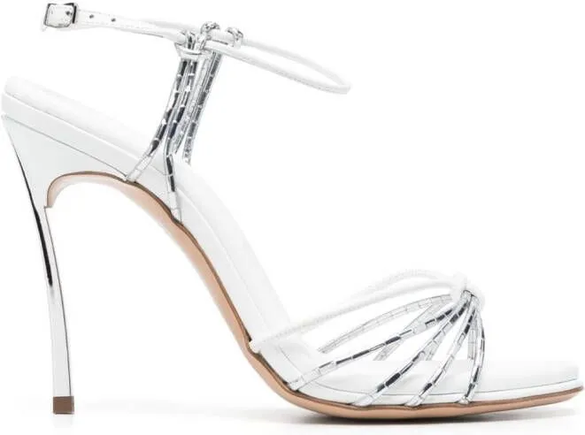 Casadei Blade metallic-effect 100mm sandals White