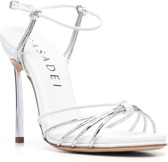 Casadei Blade metallic-effect 100mm sandals White