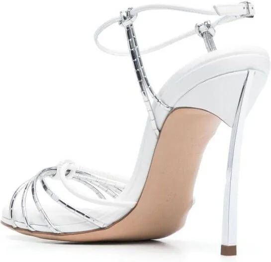 Casadei Blade metallic-effect 100mm sandals White