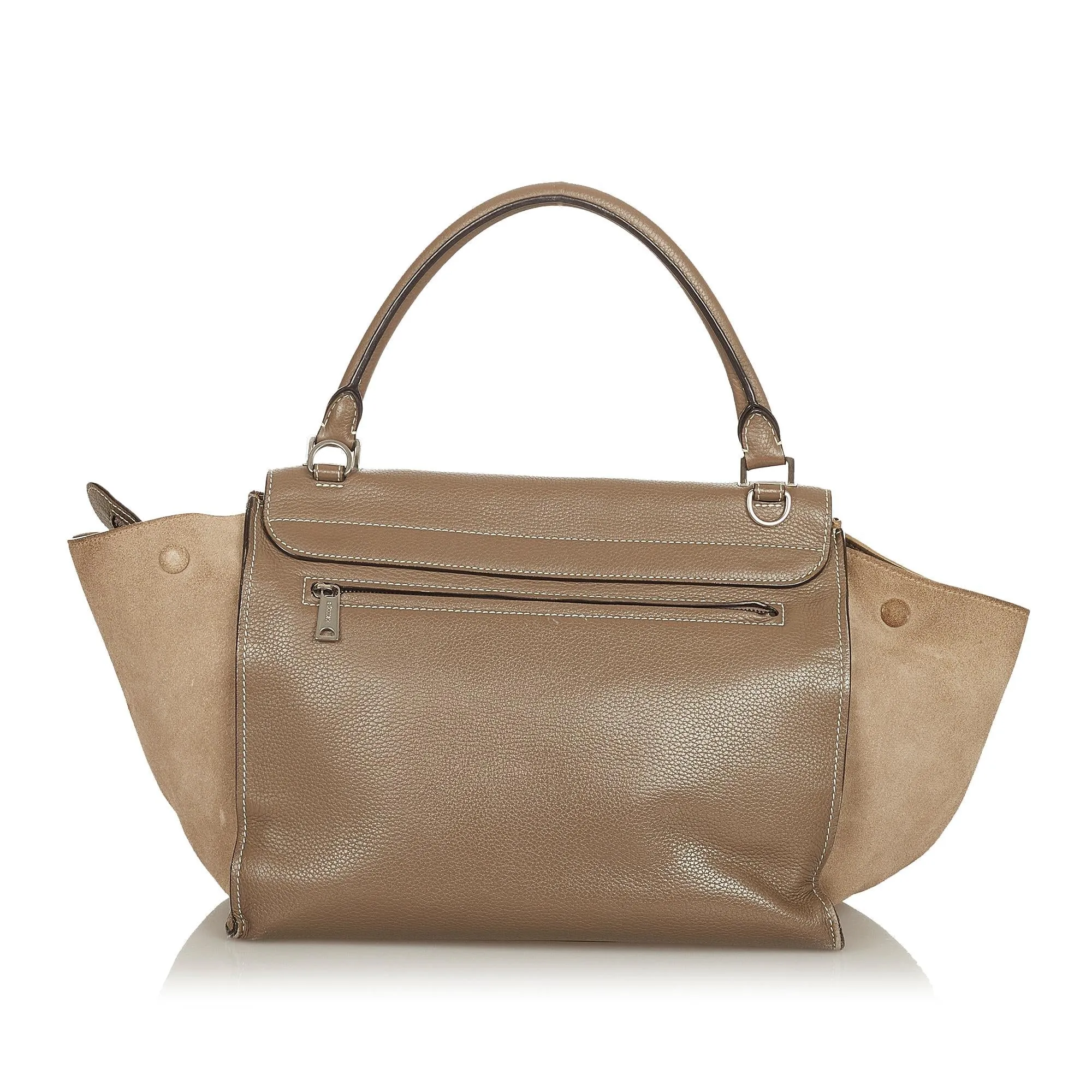 Celine Trapeze Leather Satchel (SHG-25442)