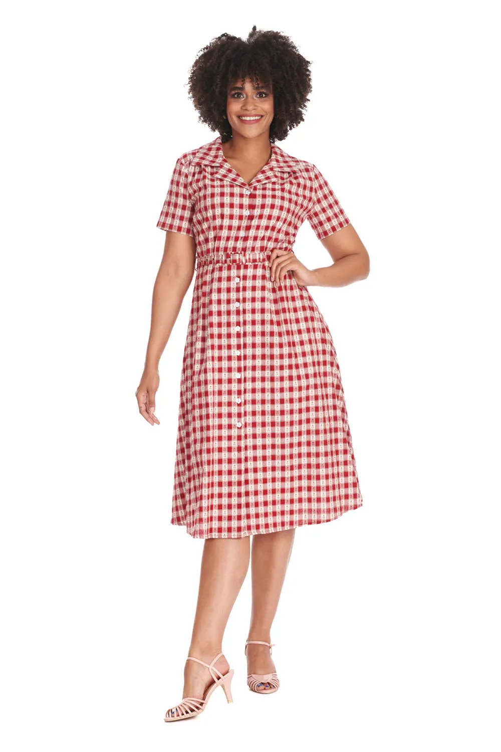 CHERRY CHECK  DRESS