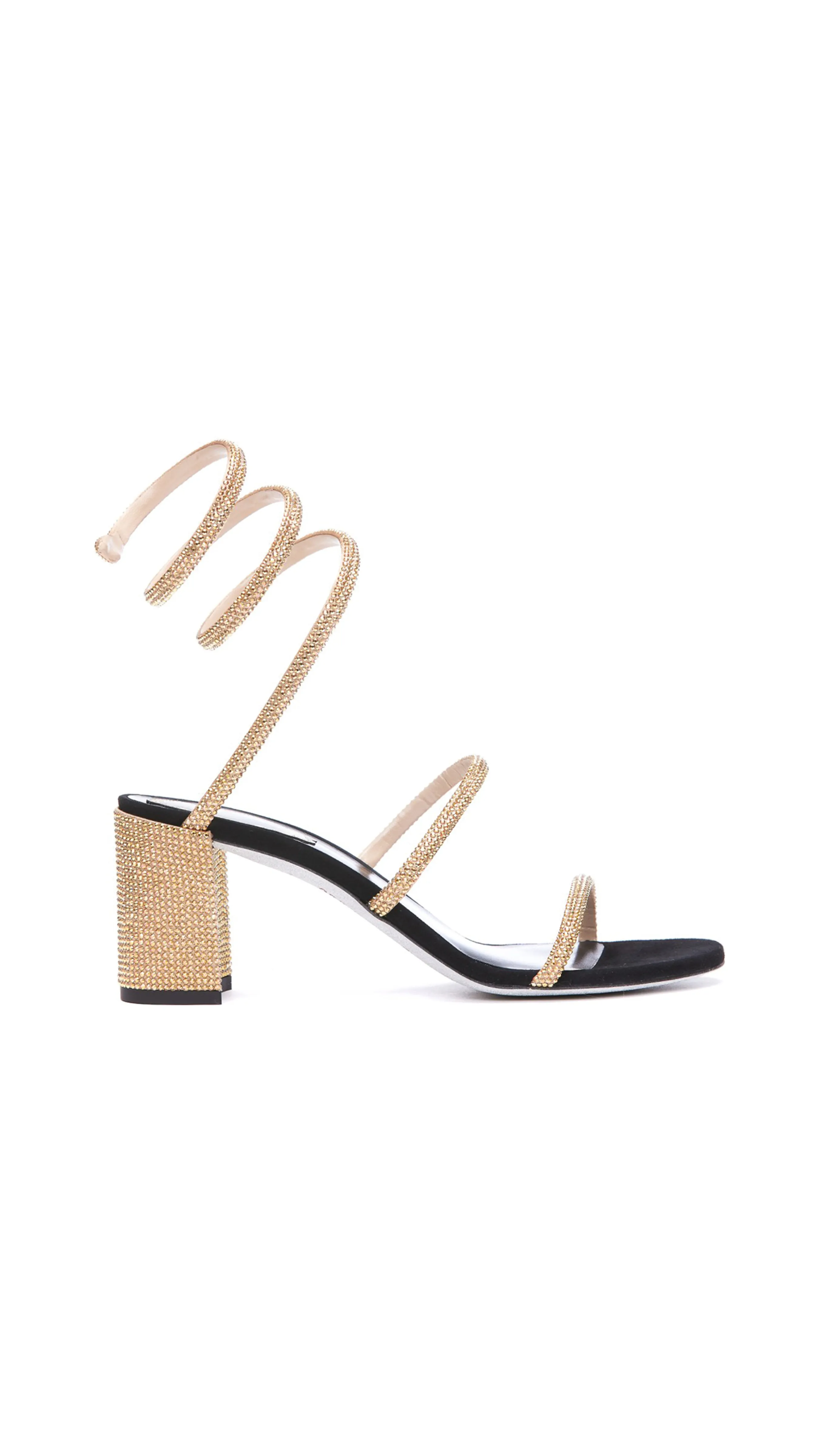 Cleo Crystal Sandals - Black/Gold