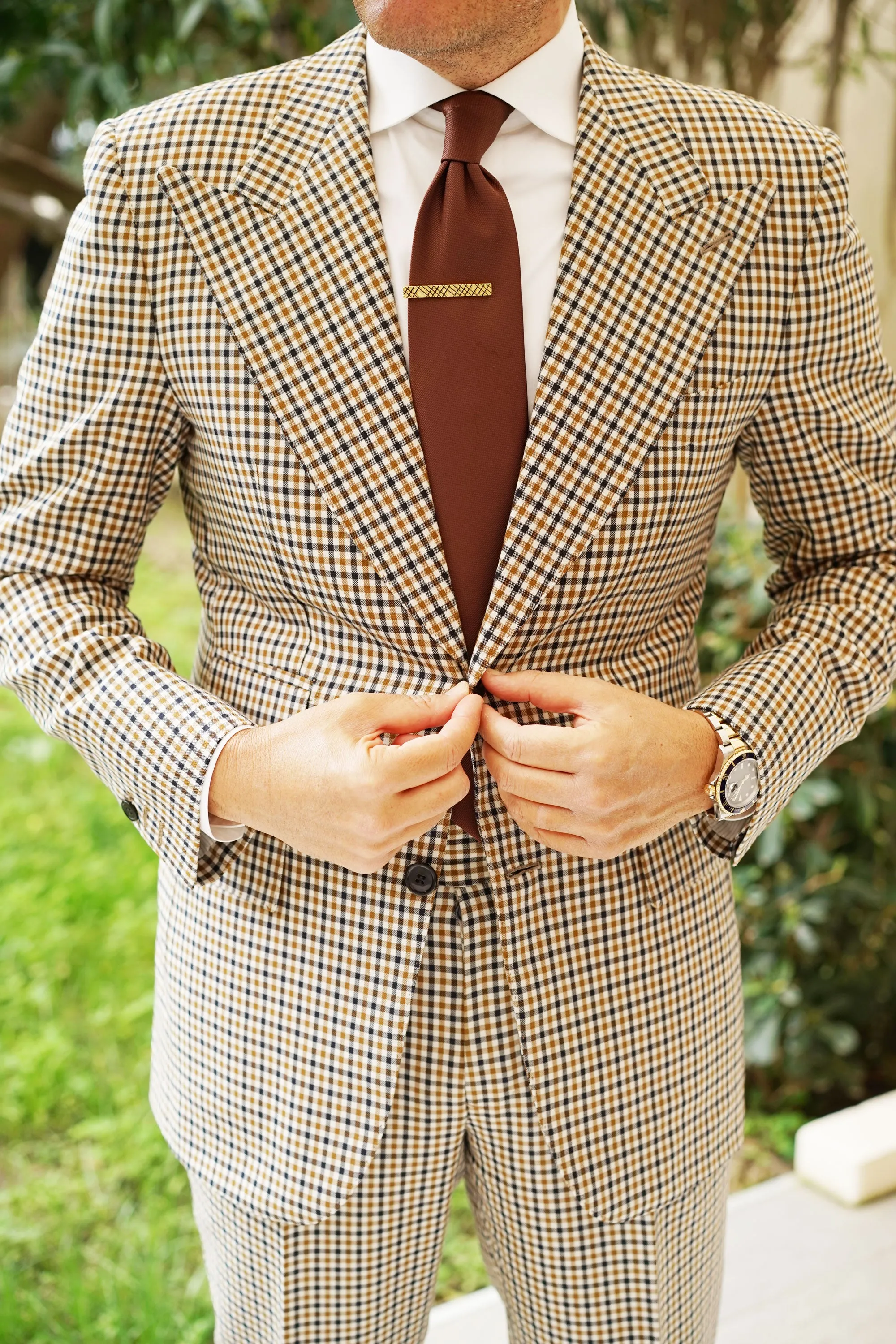 Crosshatch Gold Tie Bar