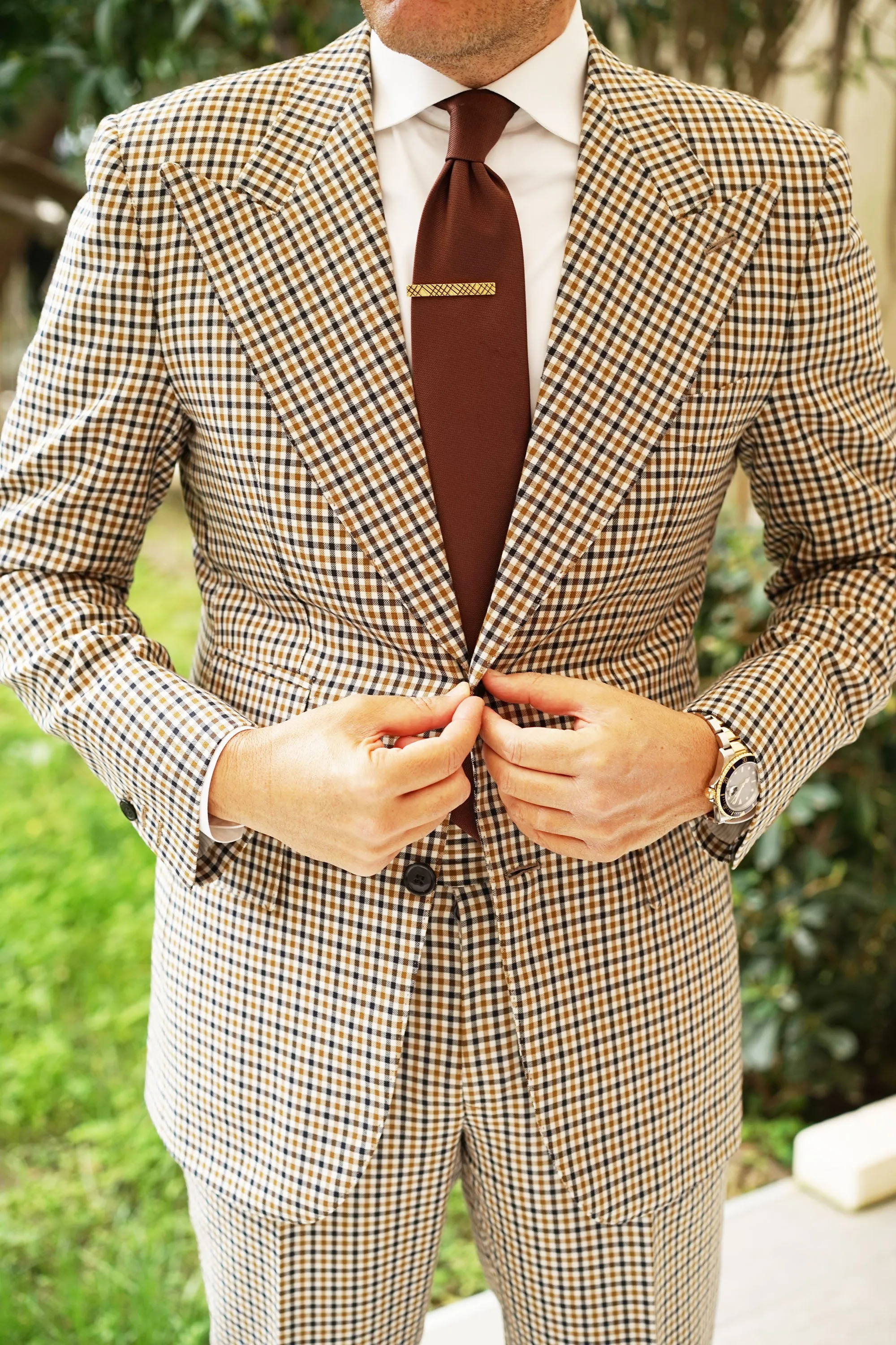 Crosshatch Gold Tie Bar