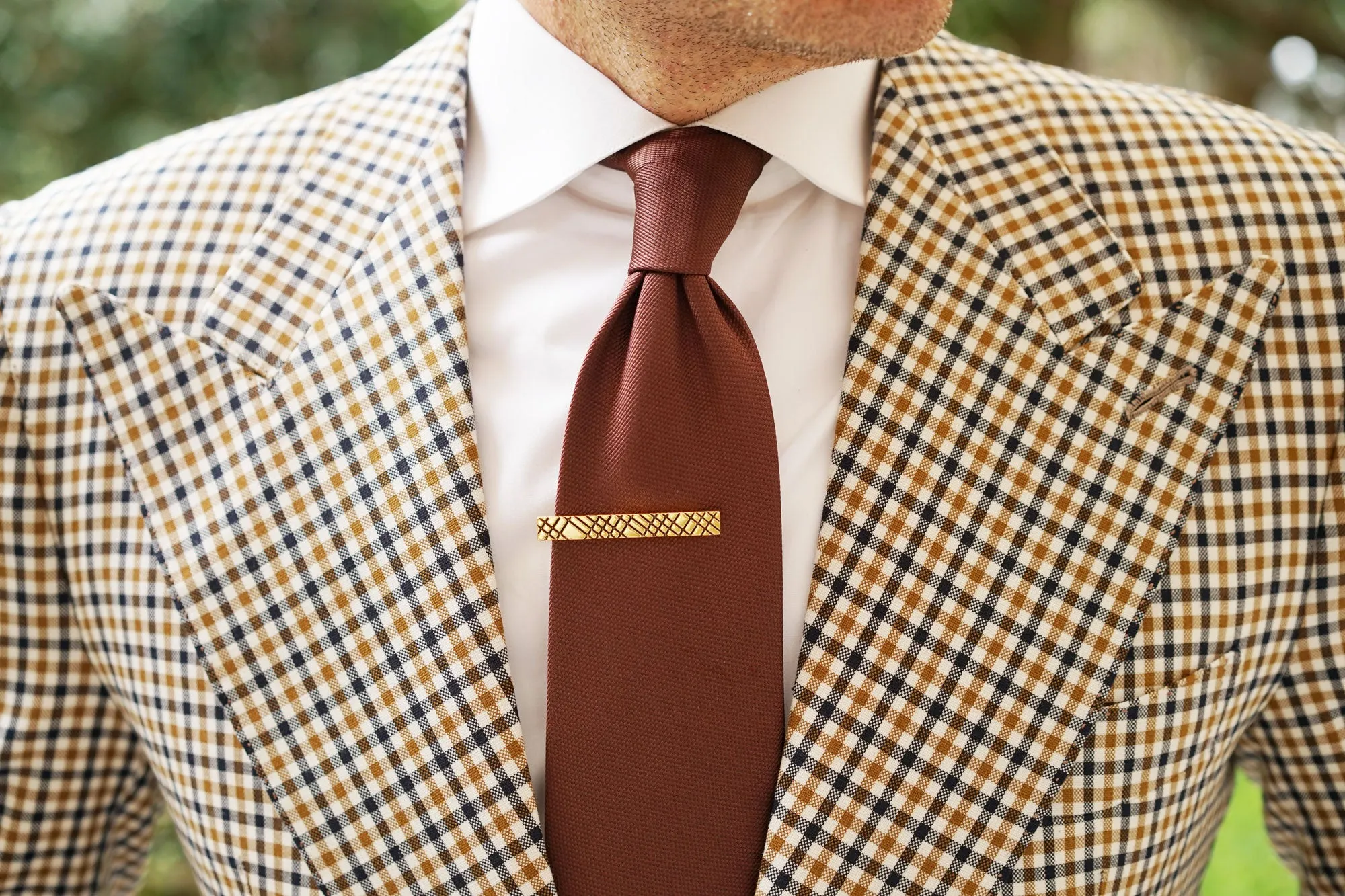 Crosshatch Gold Tie Bar