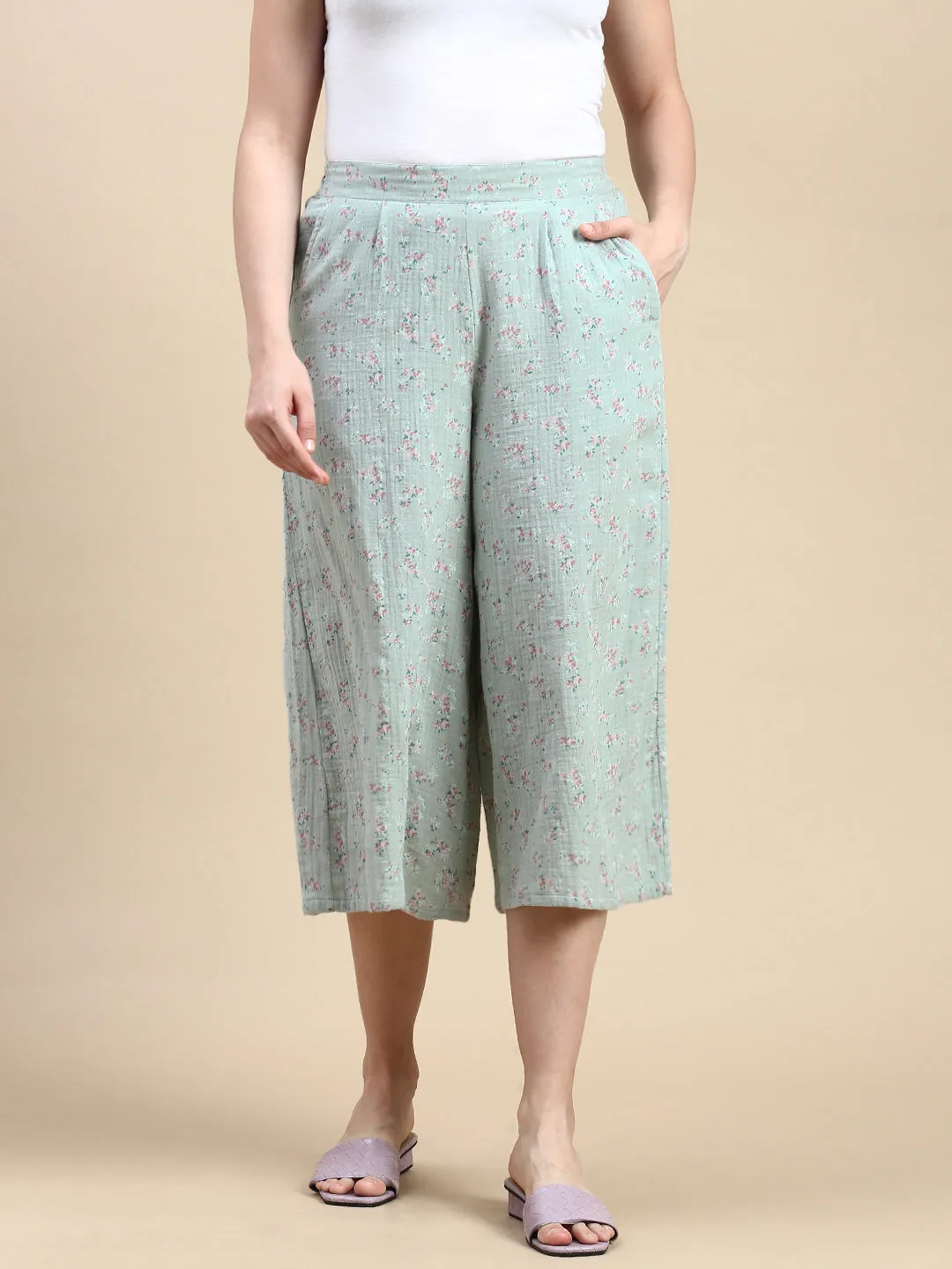 Culottes AOP-Mint Green