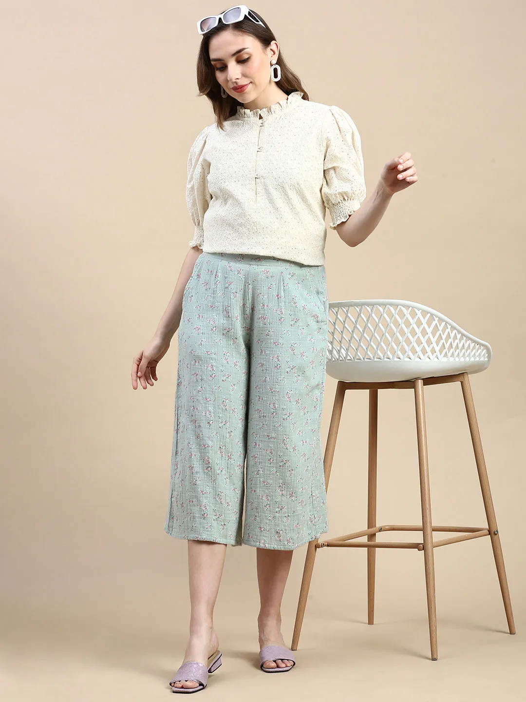 Culottes AOP-Mint Green