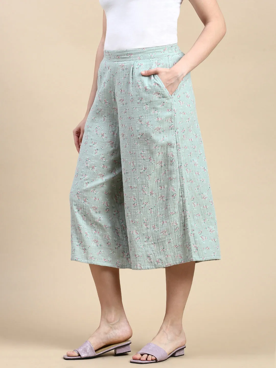 Culottes AOP-Mint Green