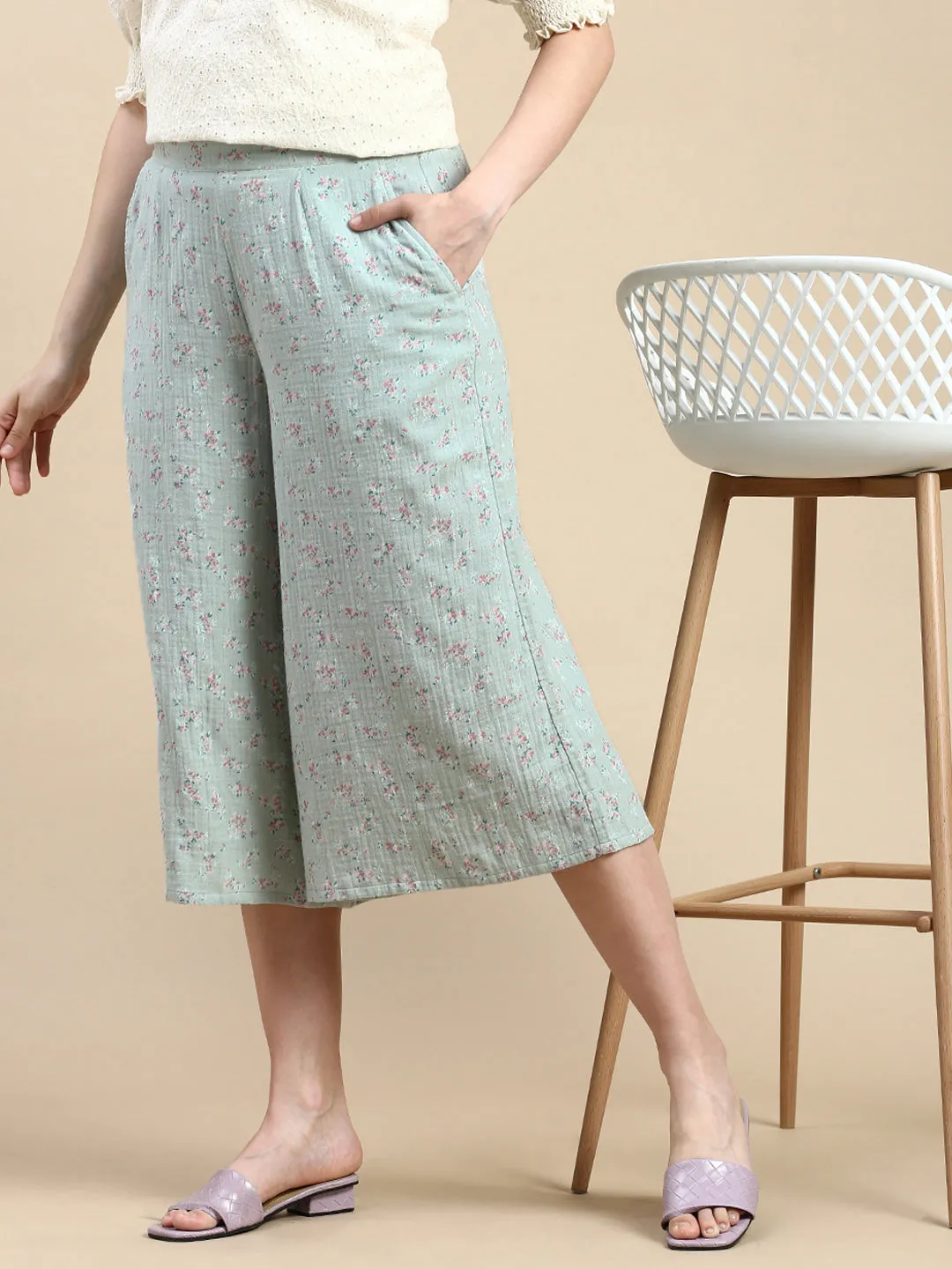 Culottes AOP-Mint Green