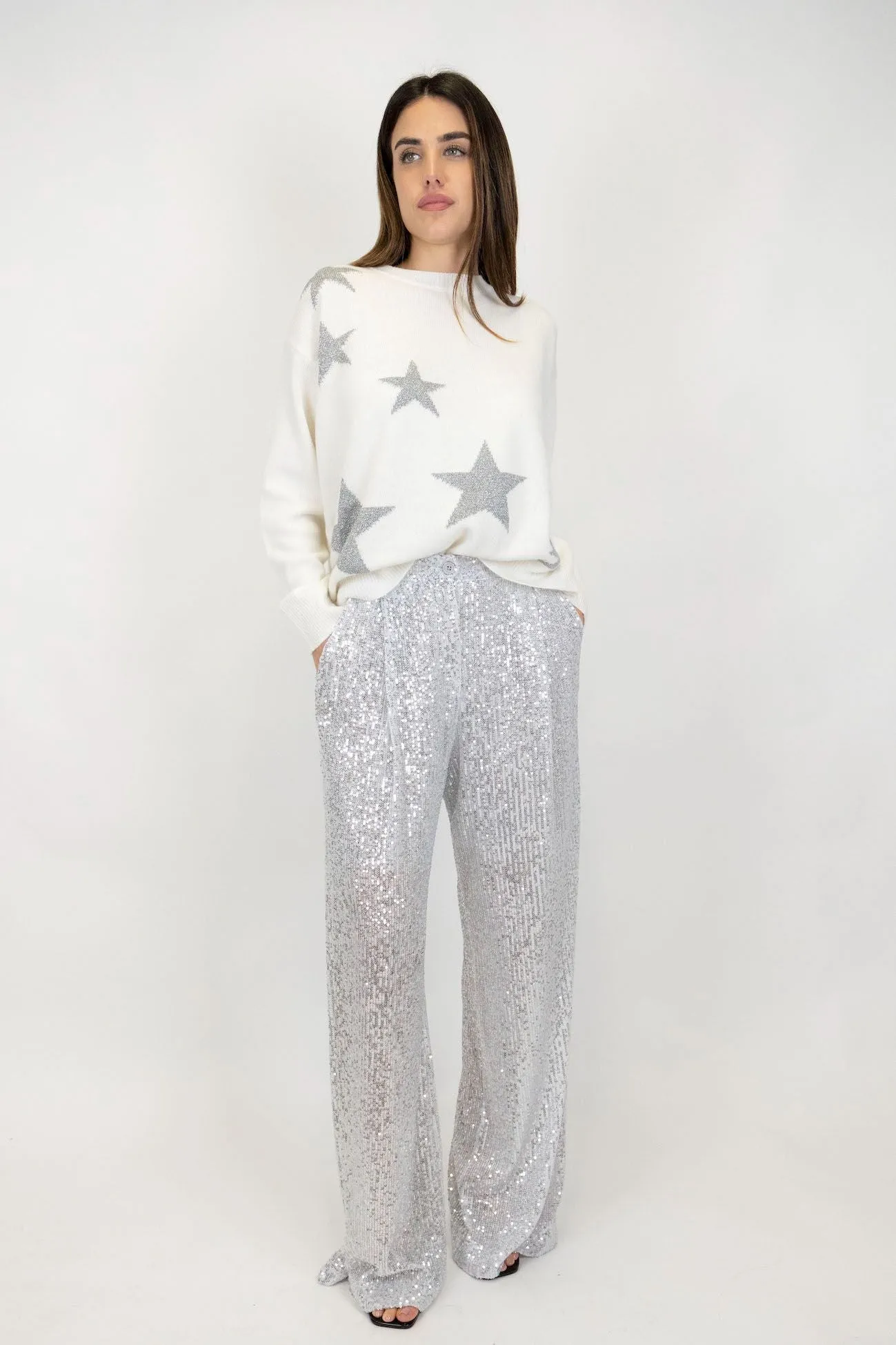 Dixie - Pantalone palazzo con paillettes