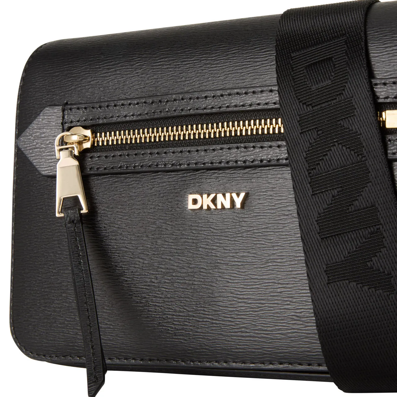 DKNY Bryant Ave Flap Medium Crossbody Bag - Black  Gold