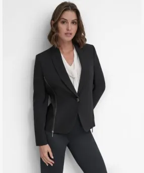 DKNY Women's One-Button Zipper Blazer