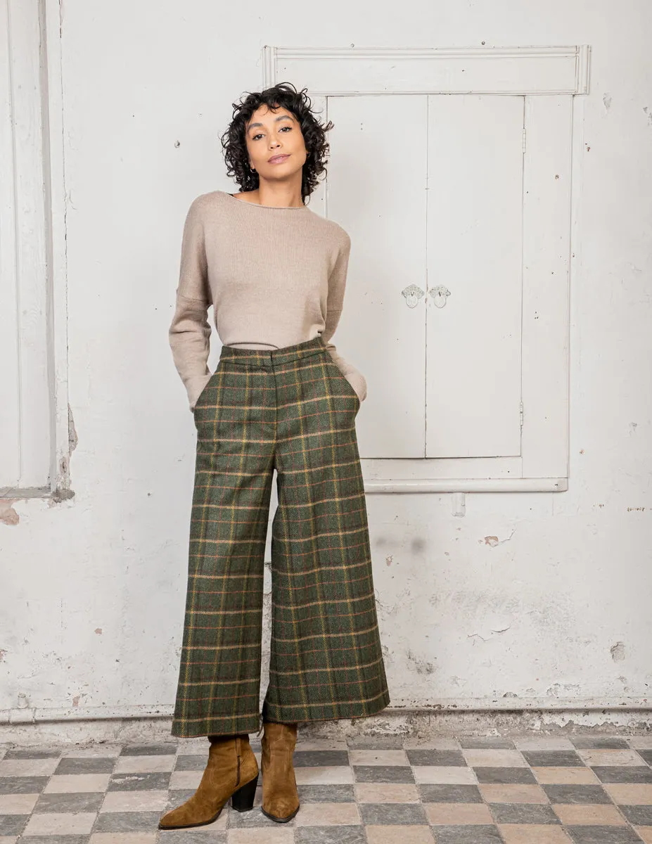 Enya Tweed Culottes - Green Country Check