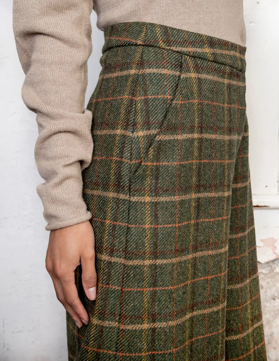 Enya Tweed Culottes - Green Country Check