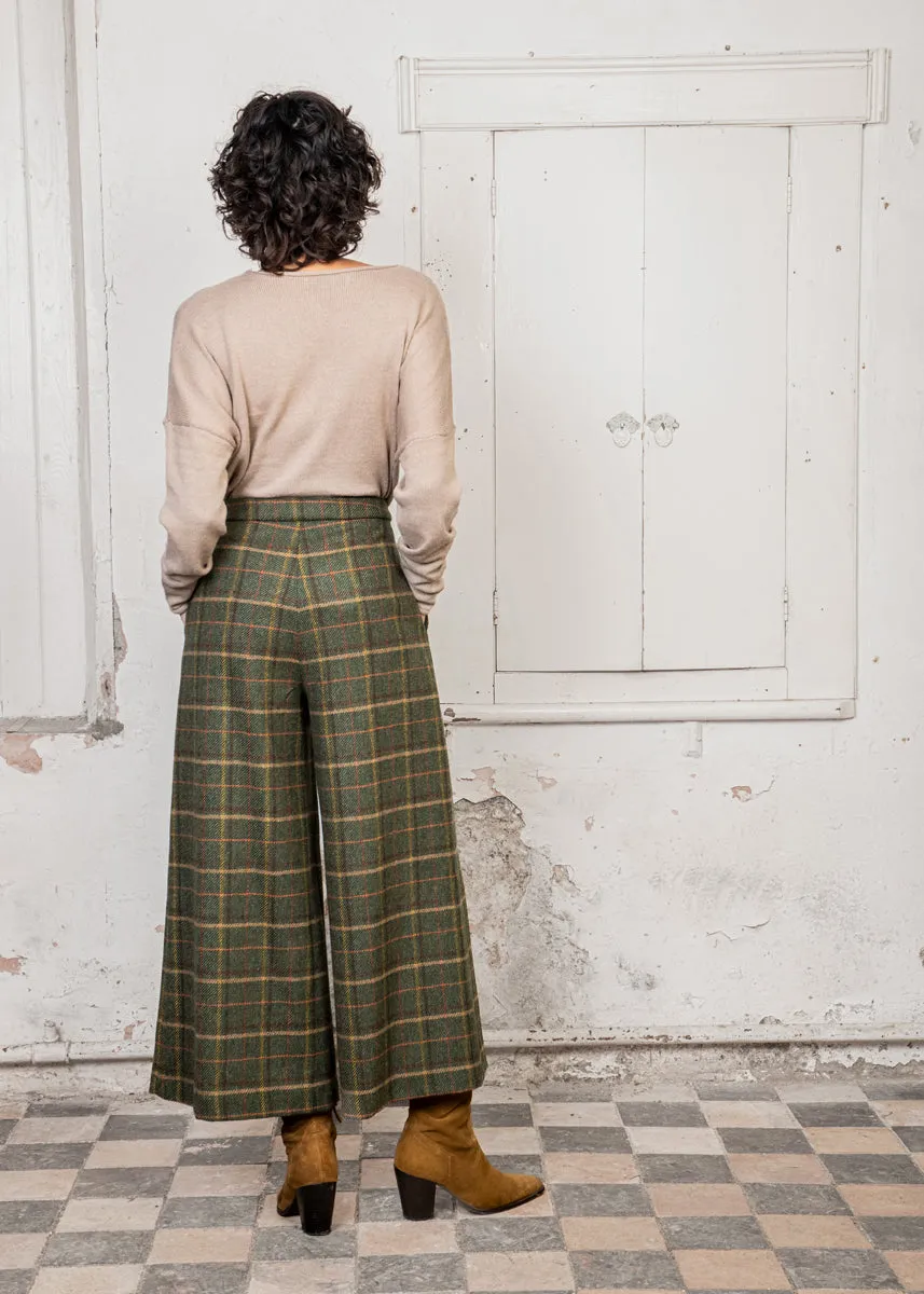 Enya Tweed Culottes - Green Country Check