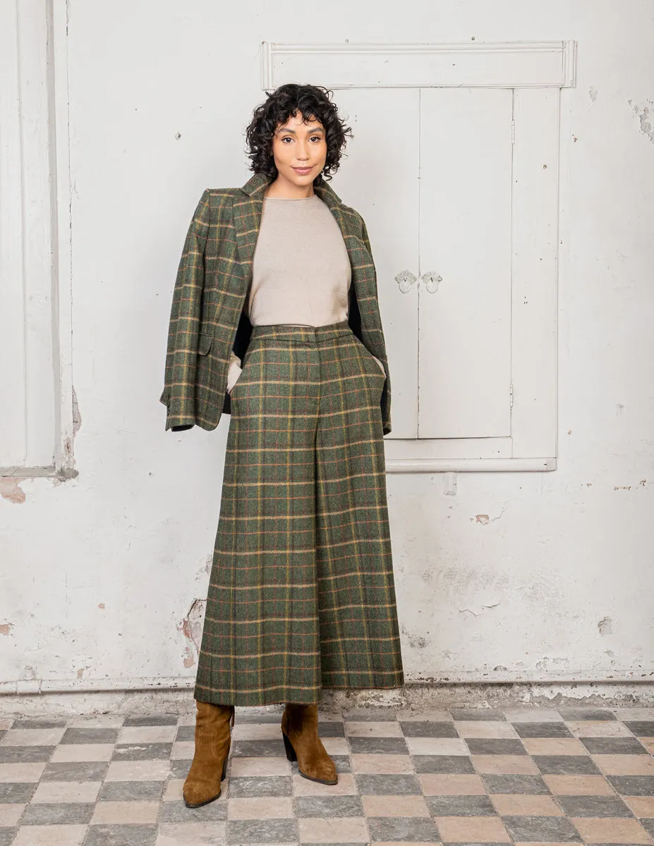 Enya Tweed Culottes - Green Country Check