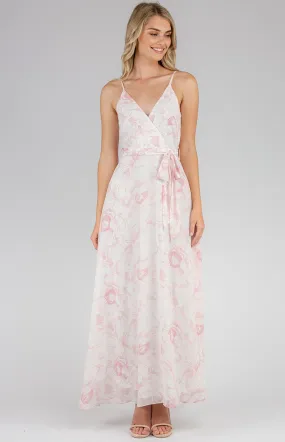 Floral Singlet Strap Maxi Dress with Belt (ADR987B)