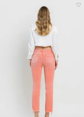 Flying Monkey High Rise Ankle Slim Straight-Light Coral