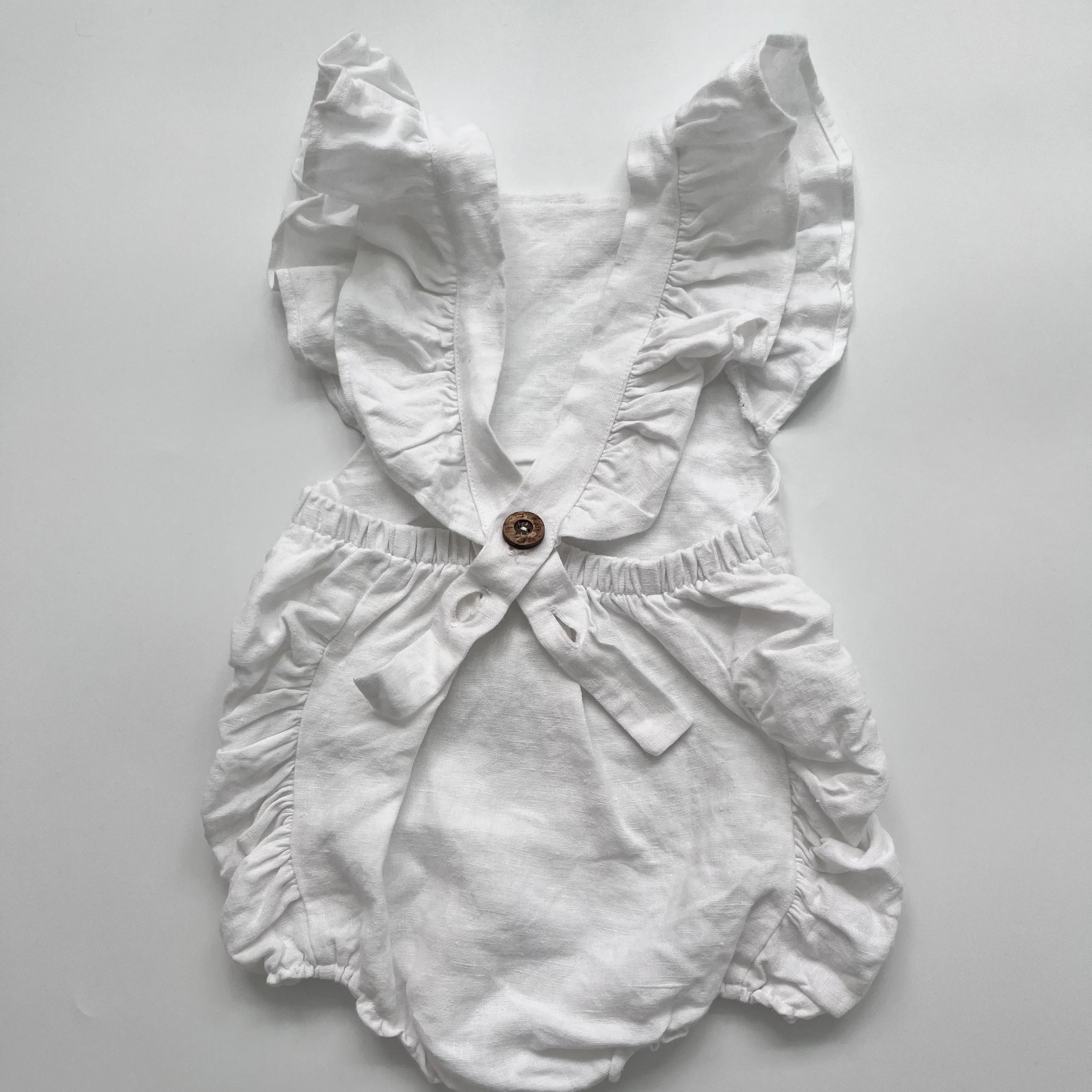 Freya Lillie White Linen Romper: 3-4 Years