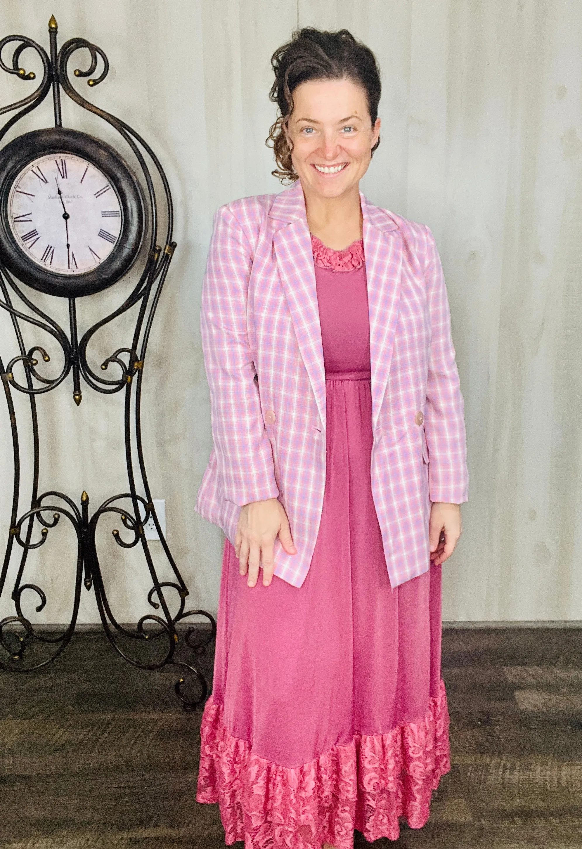 Gingham Pink Blazer